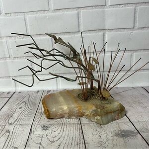 Mario Jason Sculpture - Signed - White Onyx Brass Bronze Brutalist Vintage